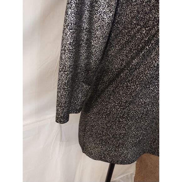 Rebecca Malone Women's Top Size Small Black Silver 3/4 Sleeves Silver Studs - Picture 3 of 7